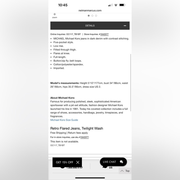 Michael Kors Retro Flared Jeans, Twilight Wash - Picture 9 of 9